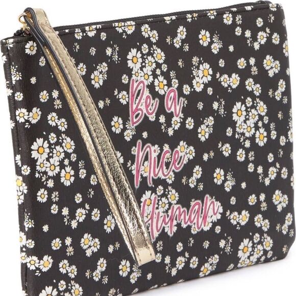 Betsey Johnson “be a nice human “ floral wristlet pouch - Picture 4 of 10